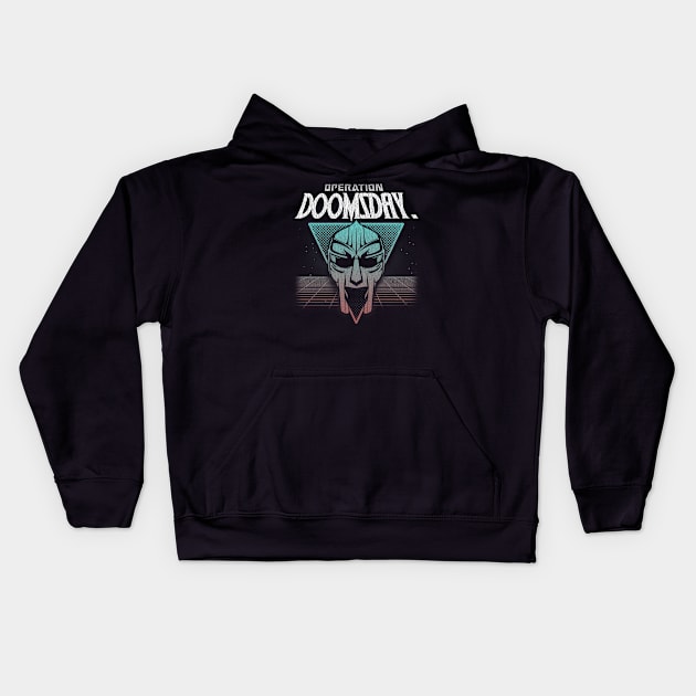 Retrowave Doom Gradient 4 Kids Hoodie by Hoki Tross Creative